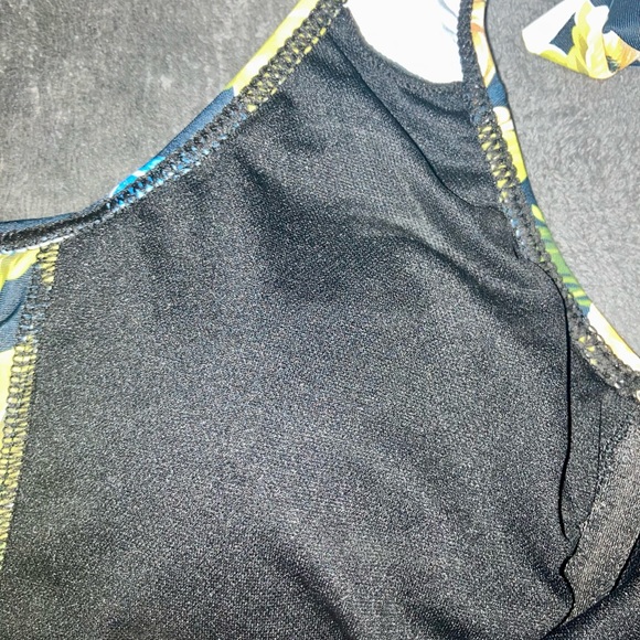 BIKINI RETRO MID WAIST RUFFLE SLEEVES BLACK FLORAL PRINT - Picture 12 of 16